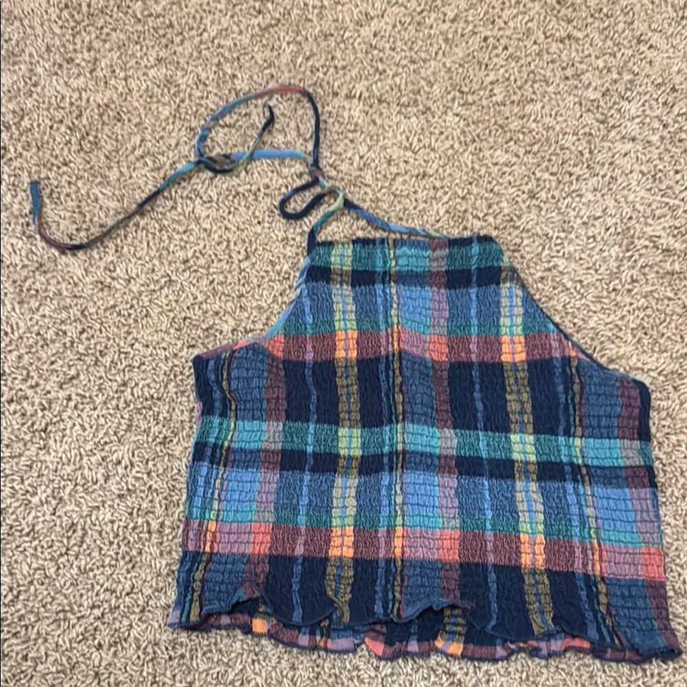 Multicolor Plaid Halter Top